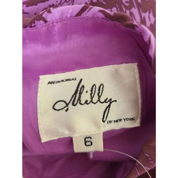 Milly of New York Chain Keyhole Halter Top Women's 6 Purple Abstract 100% Silk - Picture 6 of 7